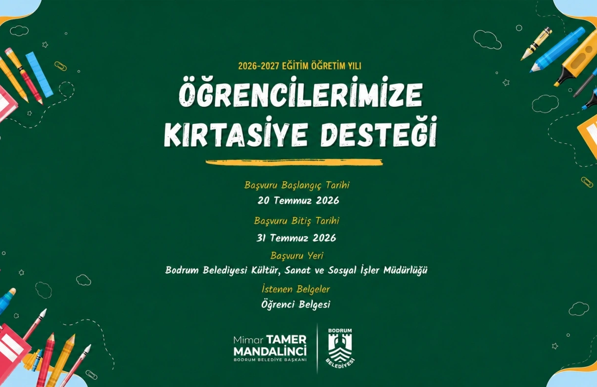 Bodrum Belediyesi’nden Öğrencilere Eğitim Desteği: Kırtasiye Başvuruları Başlıyor