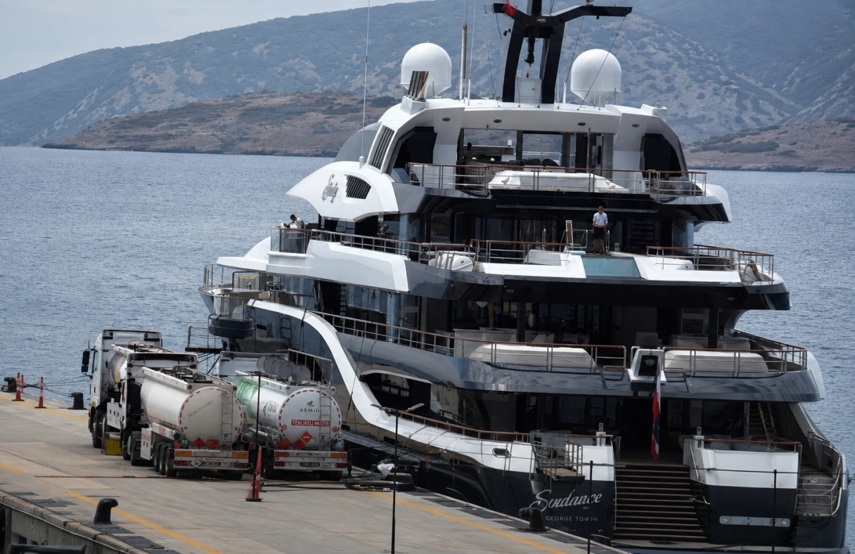 Bodrum Limanı'nda İki Süper Yata 600 Bin Litrelik Yakıt İkmali