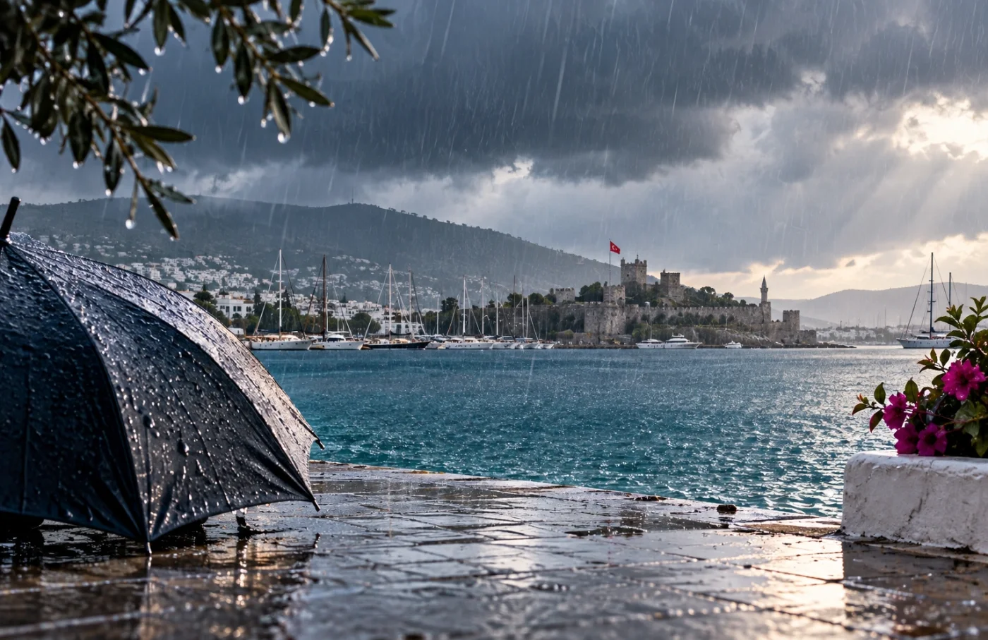 Bodrum’da yaz havasına yağmur molası: Şemsiyeleri Perşembe günü hazırlayın